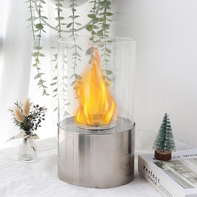 JHY DESIGN Metal BioEthanol Outdoor Tabletop Fireplace with Flame